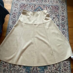 Cream Suede-like flared full skirt . Size Medium. A line